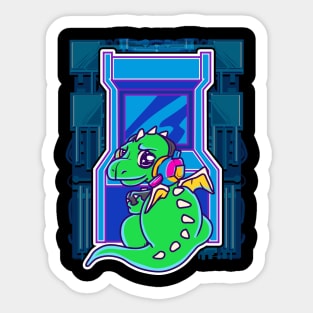 Baby Dragon Gamer Cute & Funny Arcade Gaming Sticker